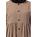Front open abaya with pintucks- Beige Front open abaya with pintucks- Beige
